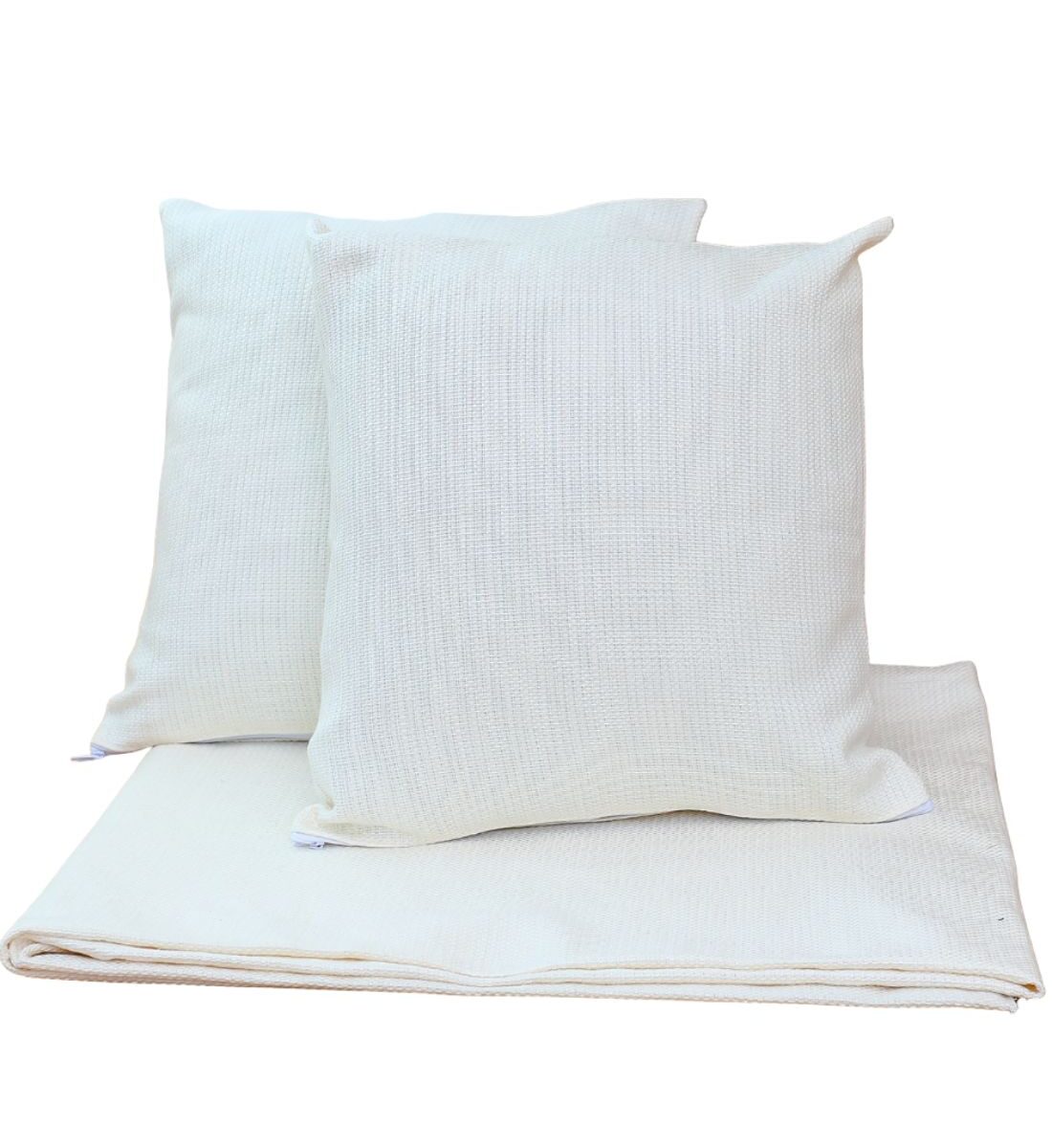 Szövött Mintás Fehér Díszpárna Szett Ágydísszel