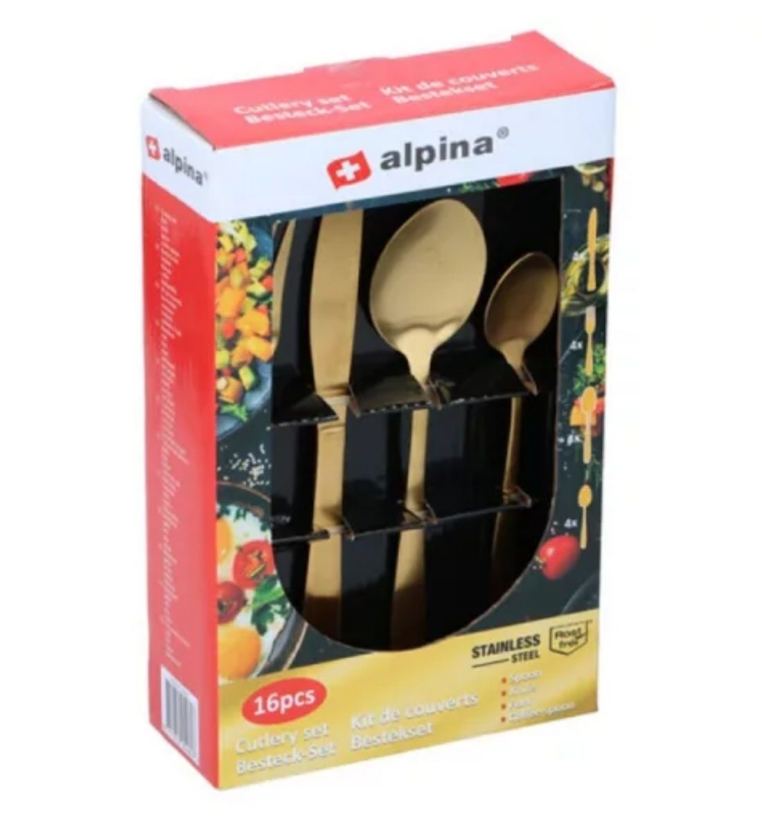 Alpina evőeszköz szett 16 részes arany – elegáns készlet