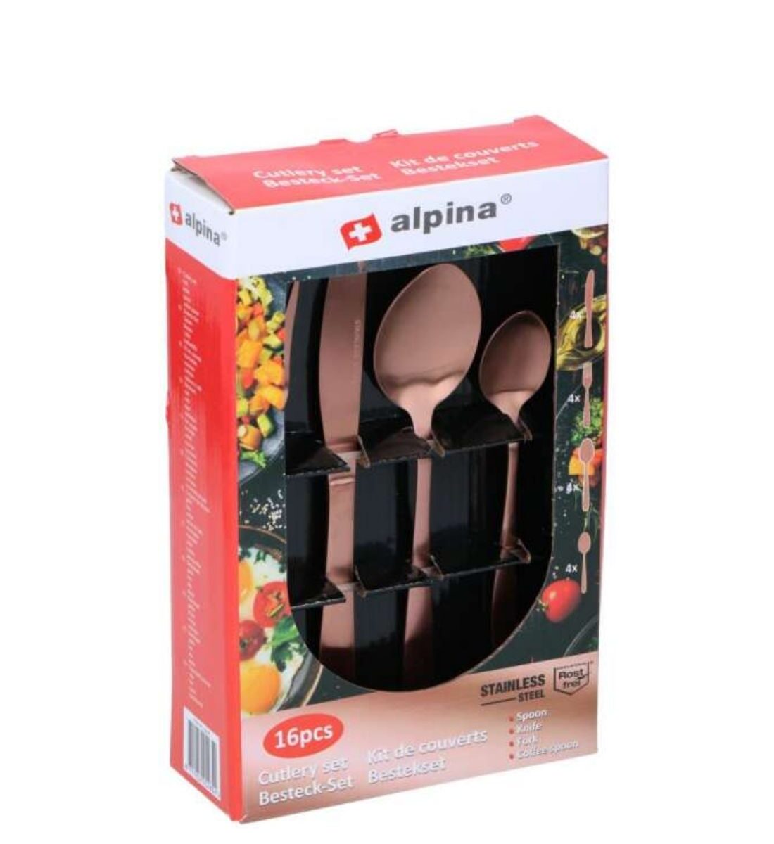 Alpina 16 részes rosegold evőeszköz készlet