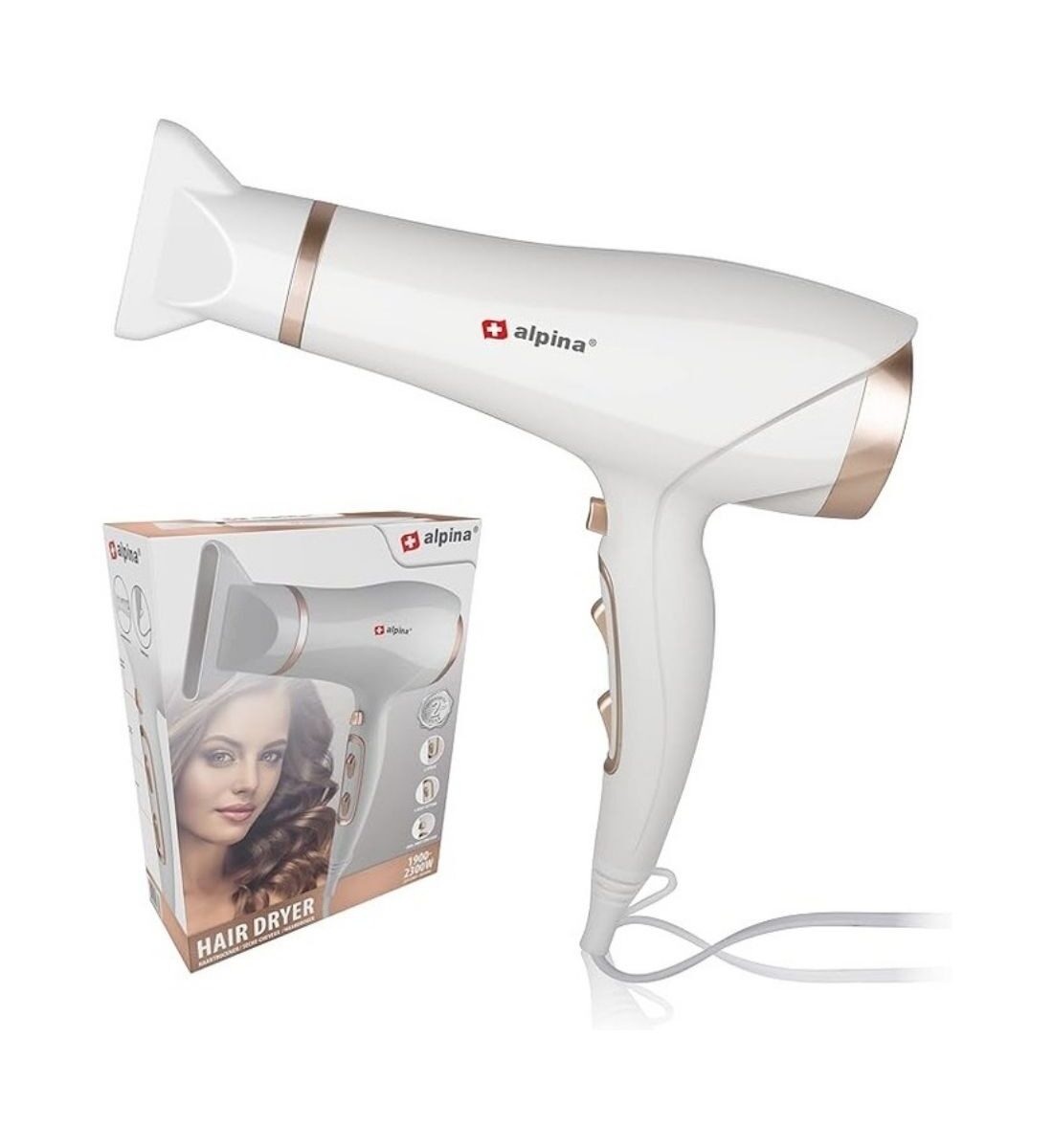 Alpina hajszárító 1900–2300W – 2 sebesség, 3 hőmérséklet fokozat