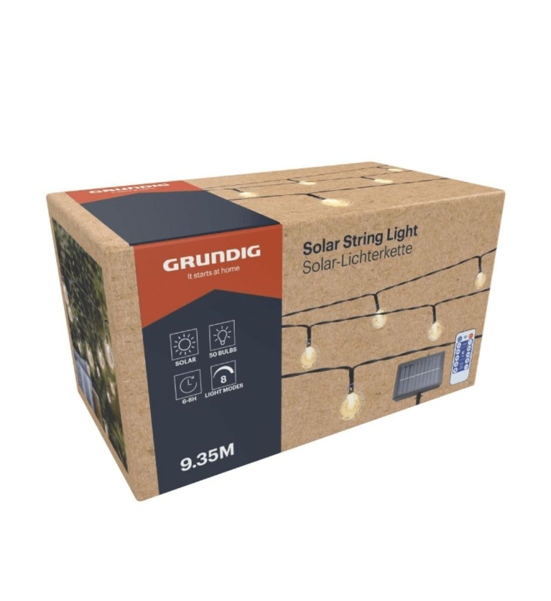 Grundig szolár fényfüzér 50 LED – meleg fehér kerti hangulatvilágítás